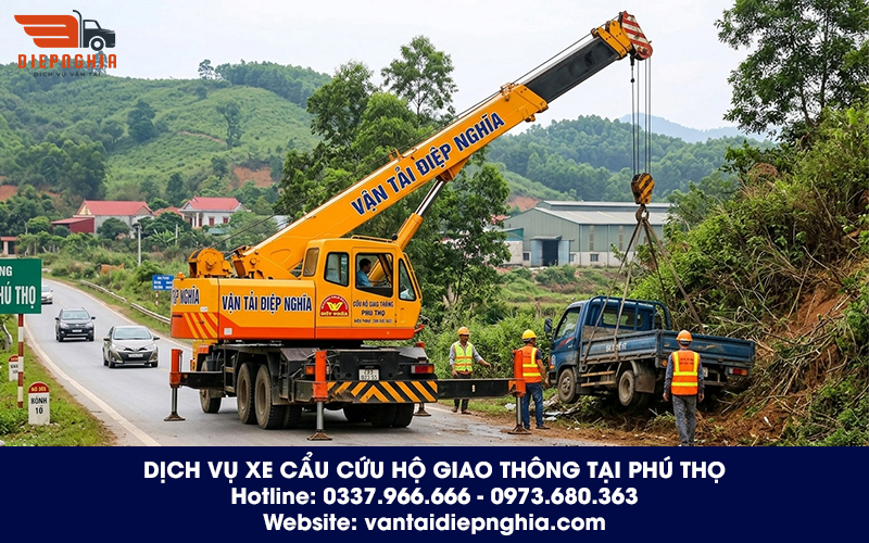Dịch vụ xe cẩu cứu hộ giao thông tại Phú Thọ uy tín, an toàn