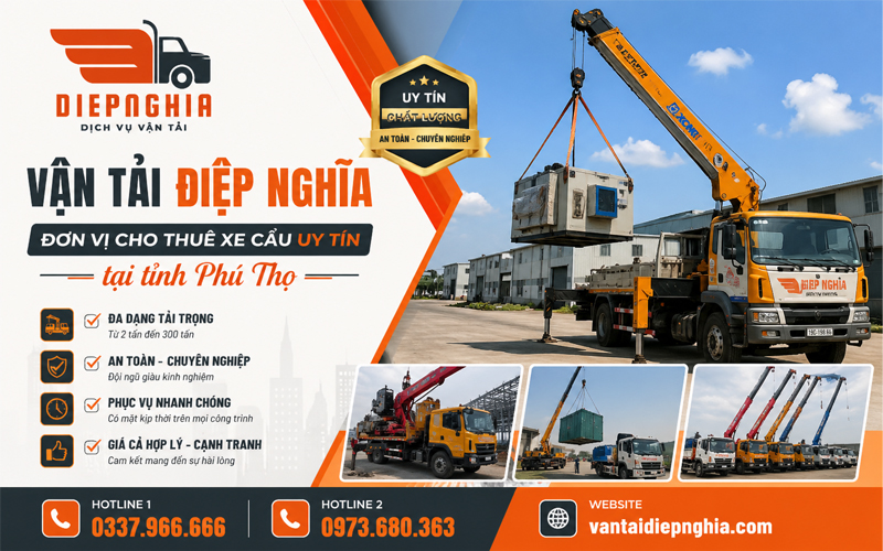 Vận Tải Điệp Nghĩa – Dịch vụ xe cẩu uy tín tại tỉnh Phú Thọ