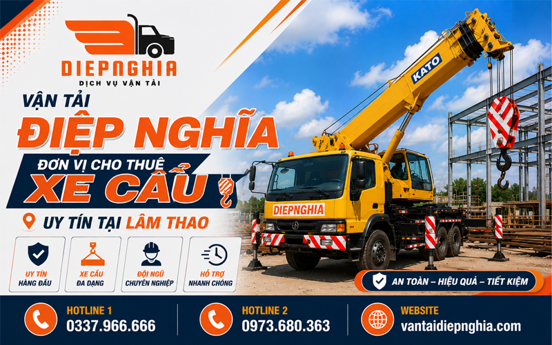 Vận Tải Điệp Nghĩa – Dịch vụ xe cẩu uy tín tại Lâm Thao
